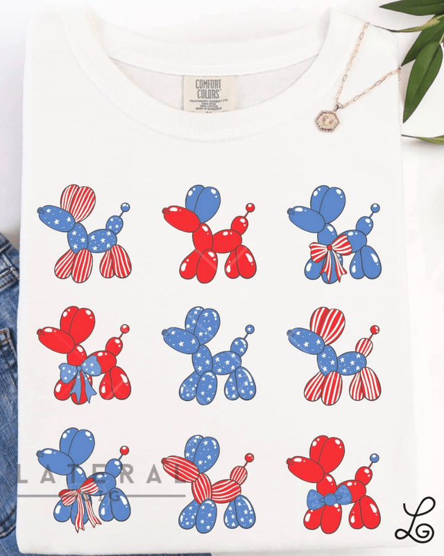 4th of July Dog Balloon Graphic Tee - Loving God
