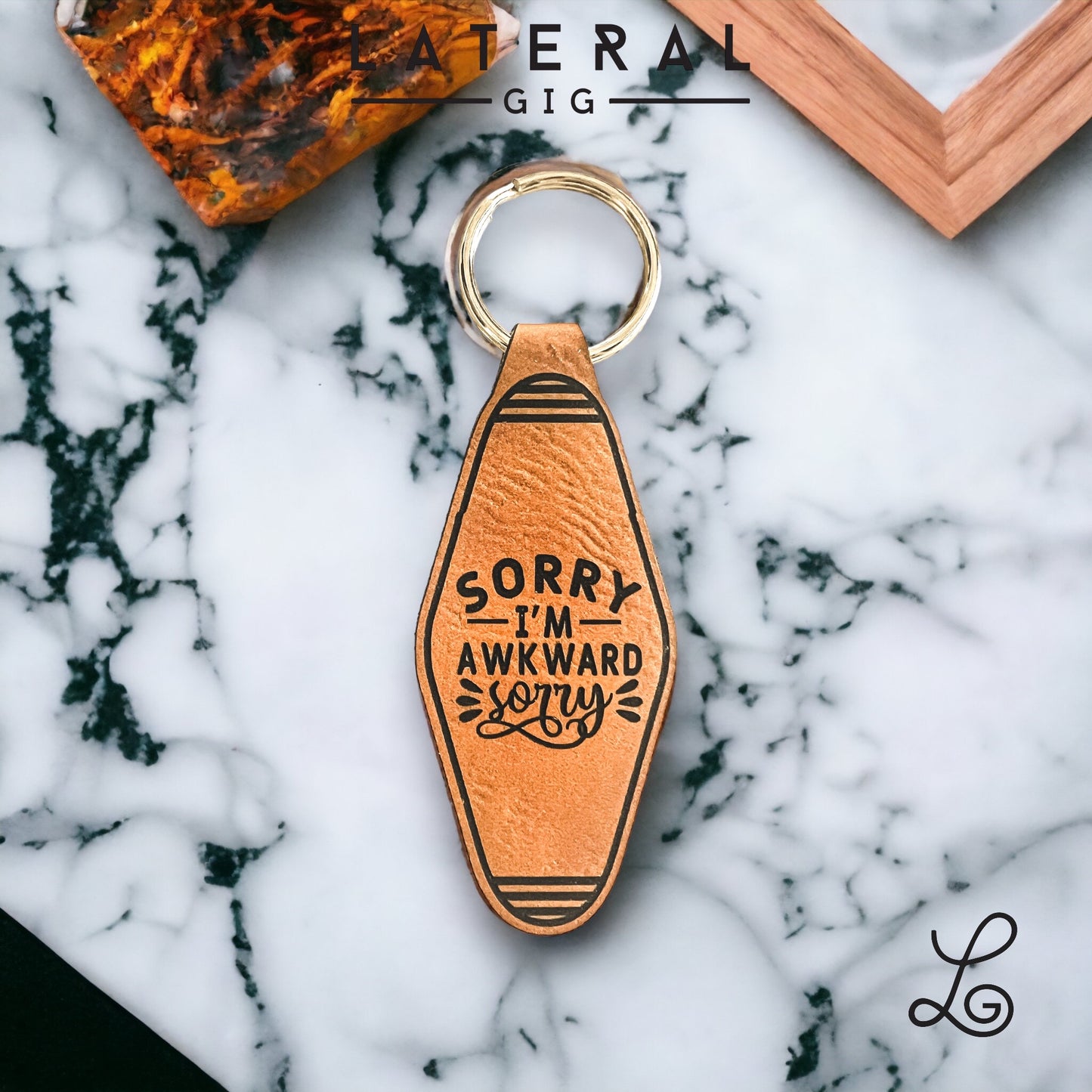 Sorry I'm Awkard, Sorry Leather Keychain