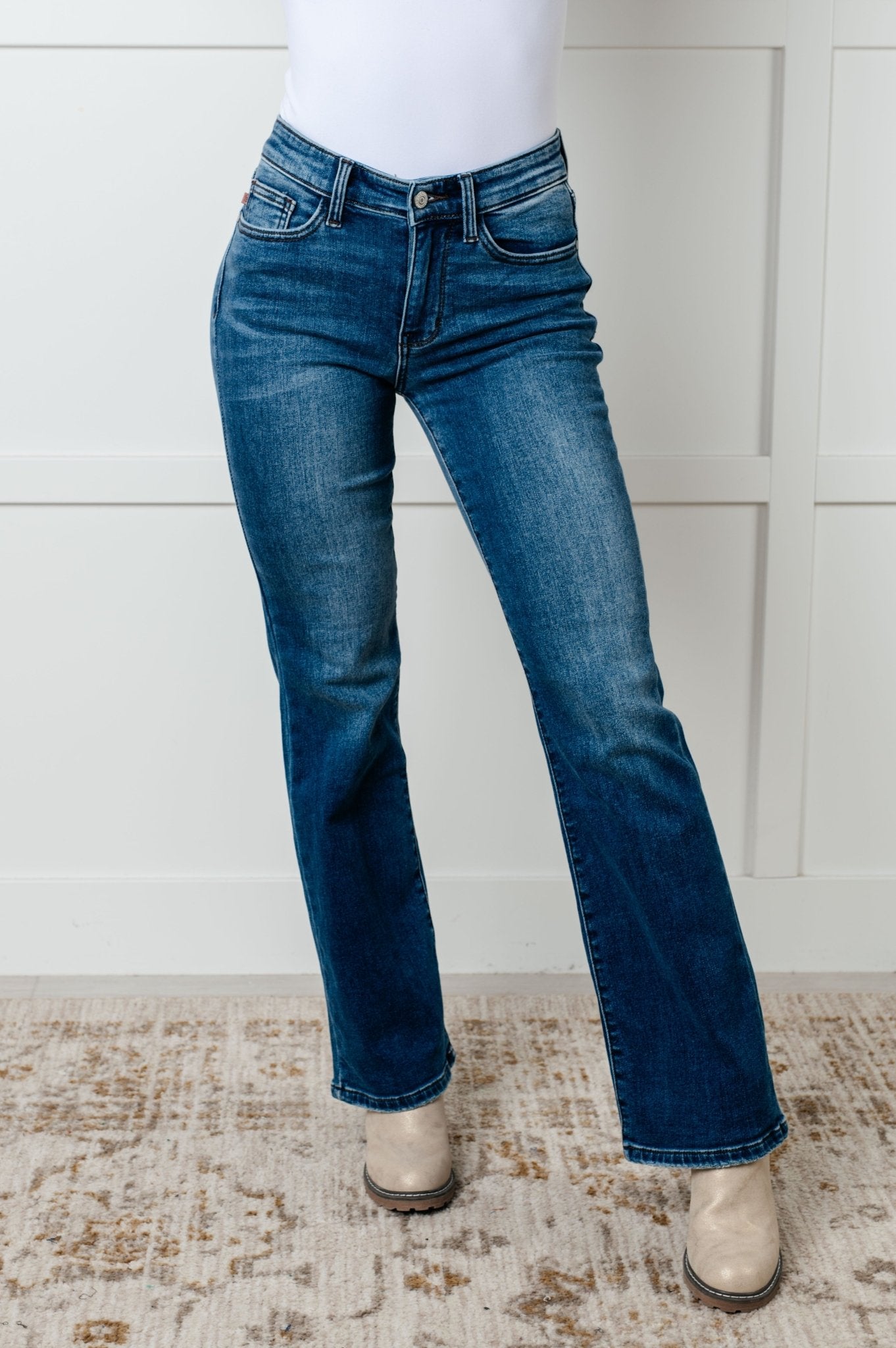 Hannah Mid Rise Thermal Bootcut Jeans - Loving God