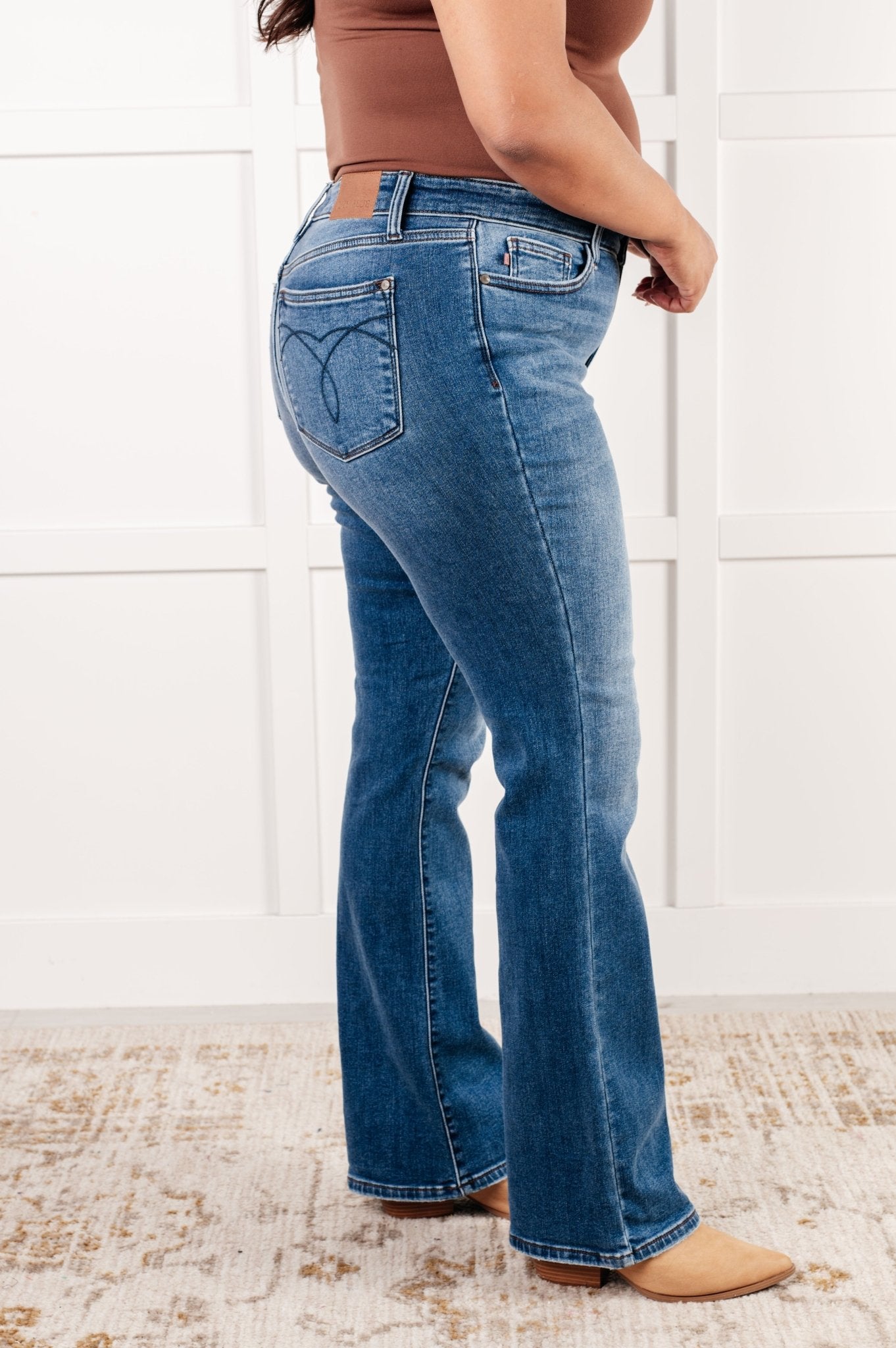 Hannah Mid Rise Thermal Bootcut Jeans - Loving God