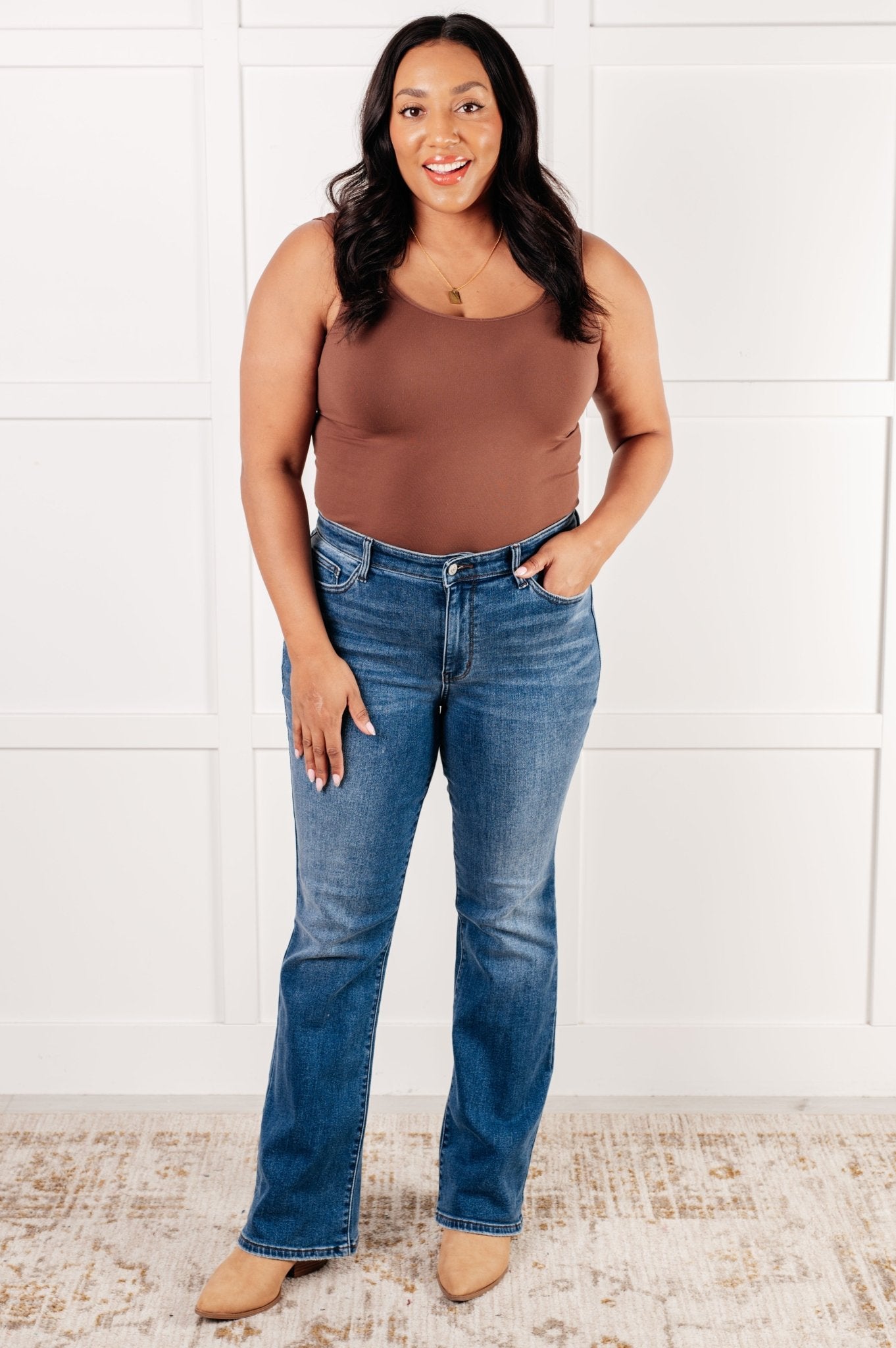 Hannah Mid Rise Thermal Bootcut Jeans - Loving God