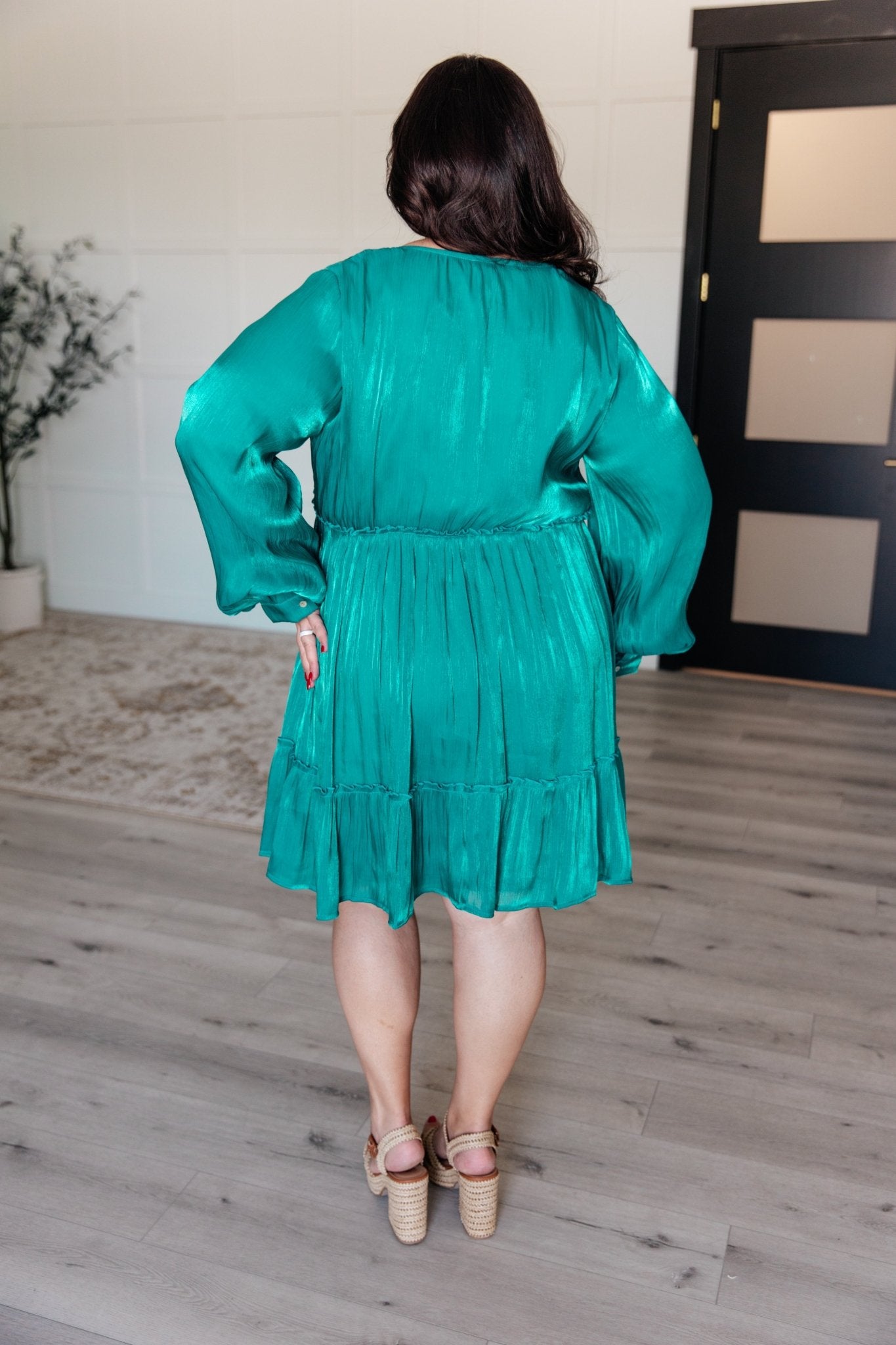 Head Held High V - Neck Balloon Sleeve Dress - Loving God