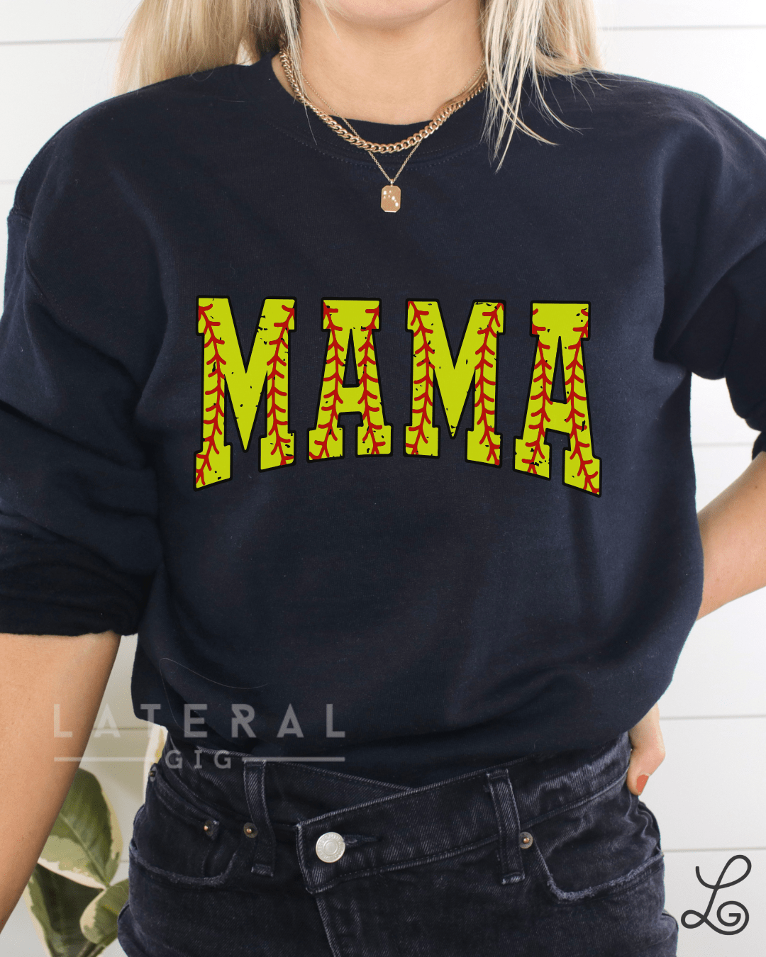 Mama Softball Graphic Crewneck Sweatshirt - Loving God