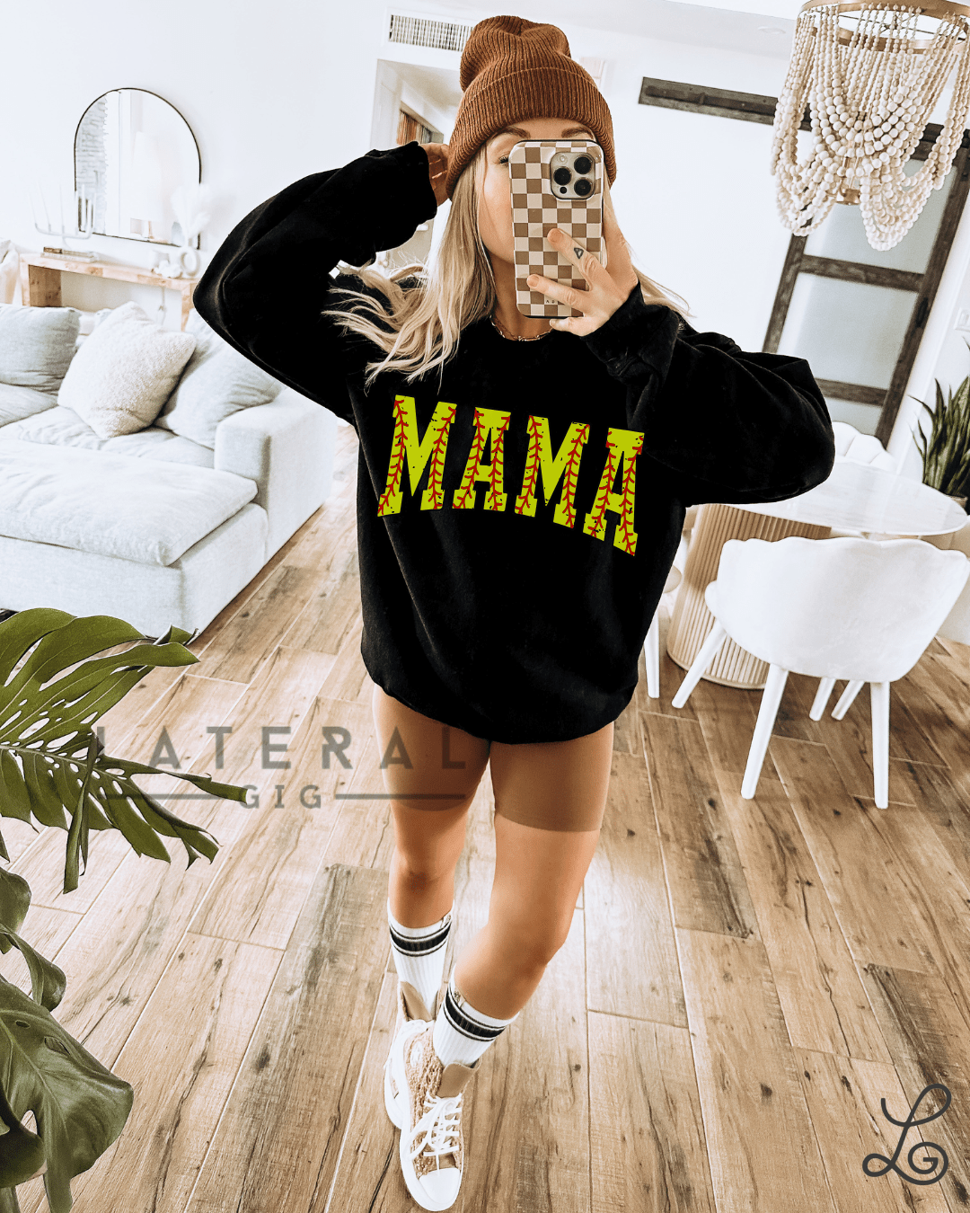 Mama Softball Graphic Crewneck Sweatshirt - Loving God