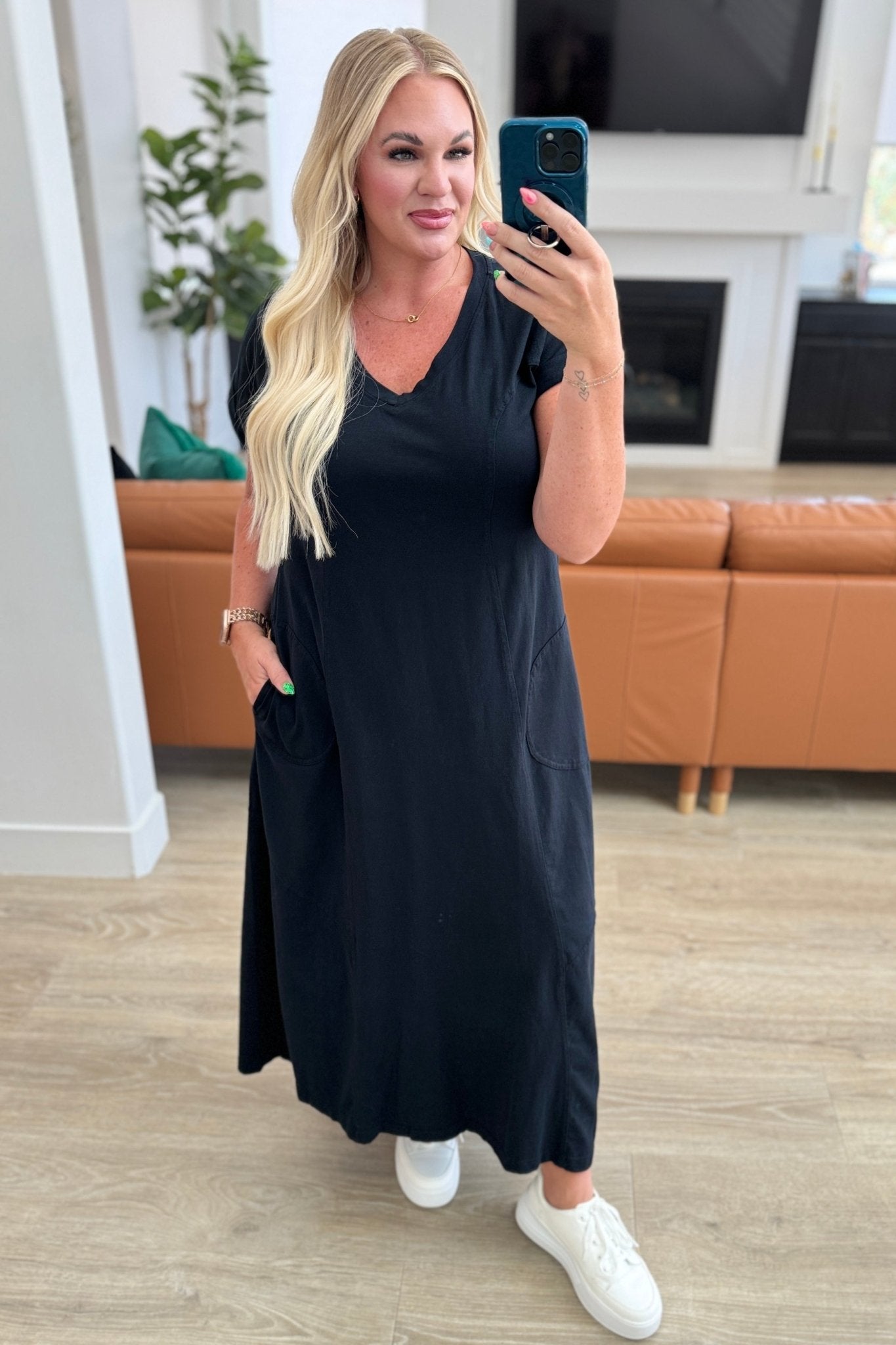 Modern Maritime Shift Maxi Dress in Black - Loving God