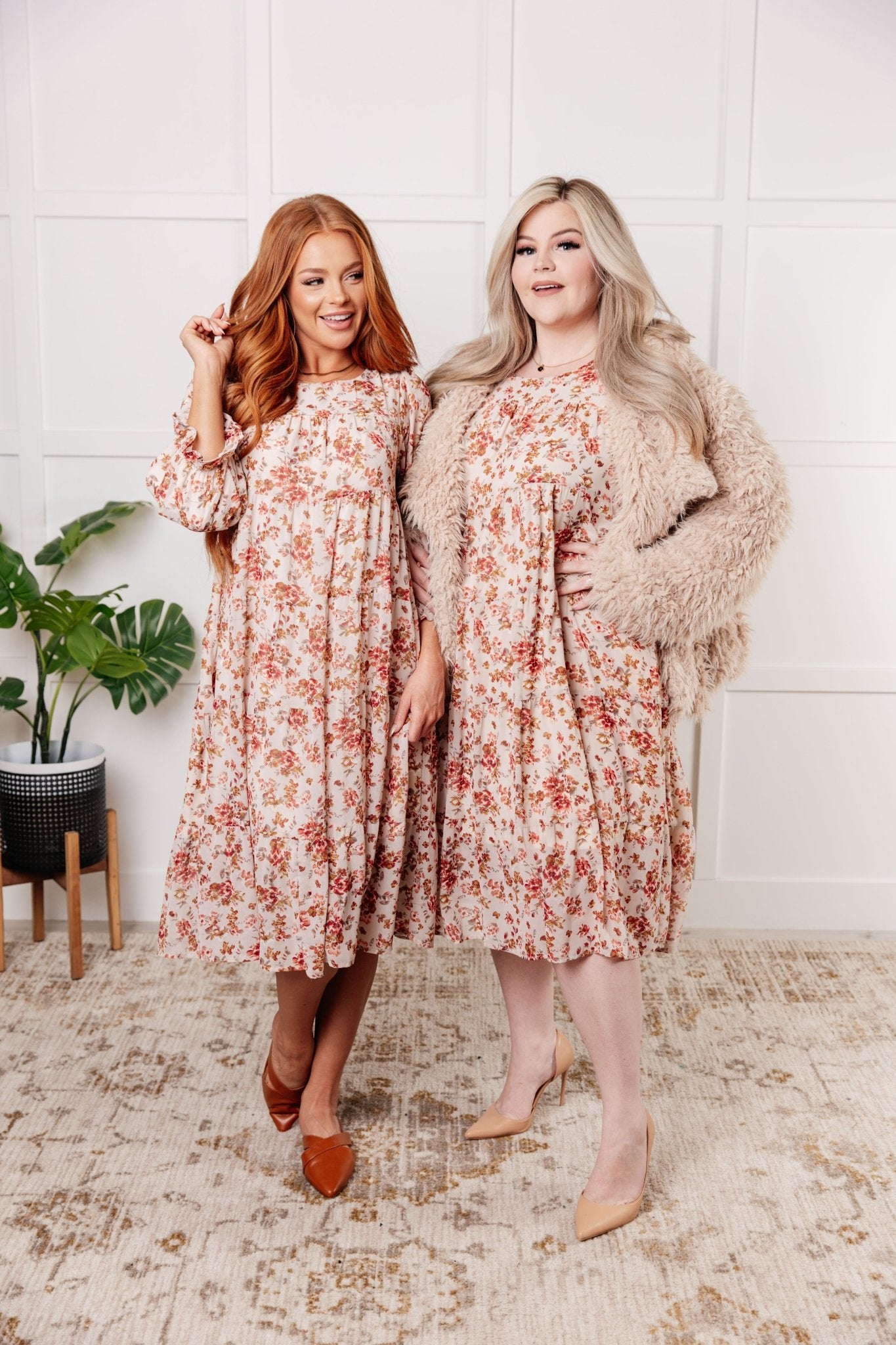 Next to You Balloon Sleeve Floral Dress - Loving God