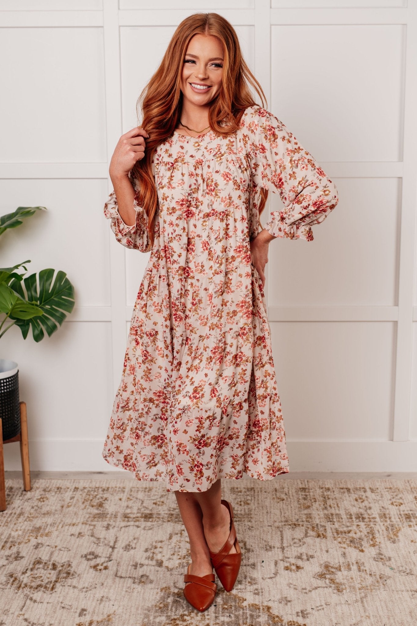 Next to You Balloon Sleeve Floral Dress - Loving God