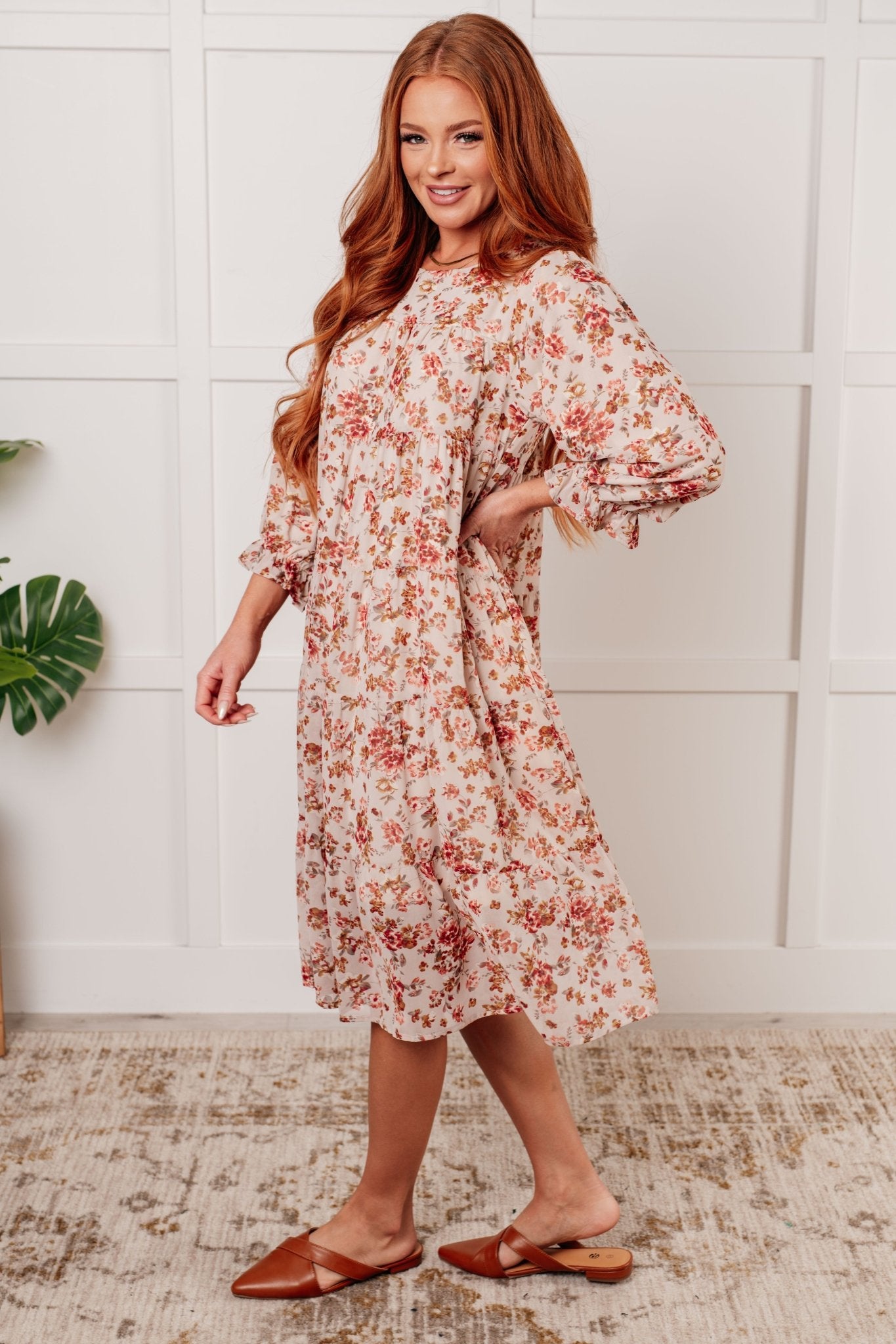 Next to You Balloon Sleeve Floral Dress - Loving God