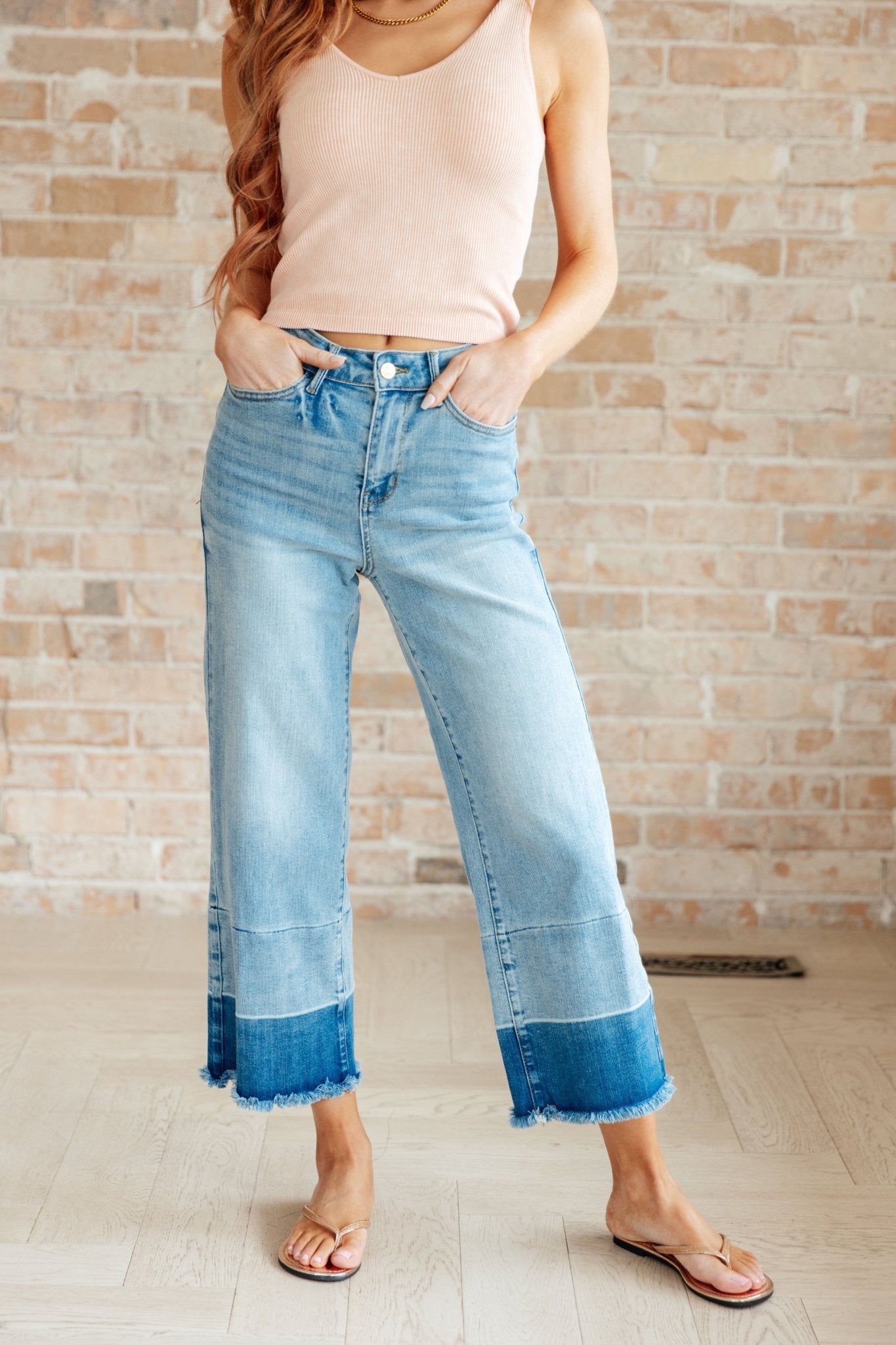 Olivia High Rise Wide Leg Crop Jeans in Medium Wash - Loving God