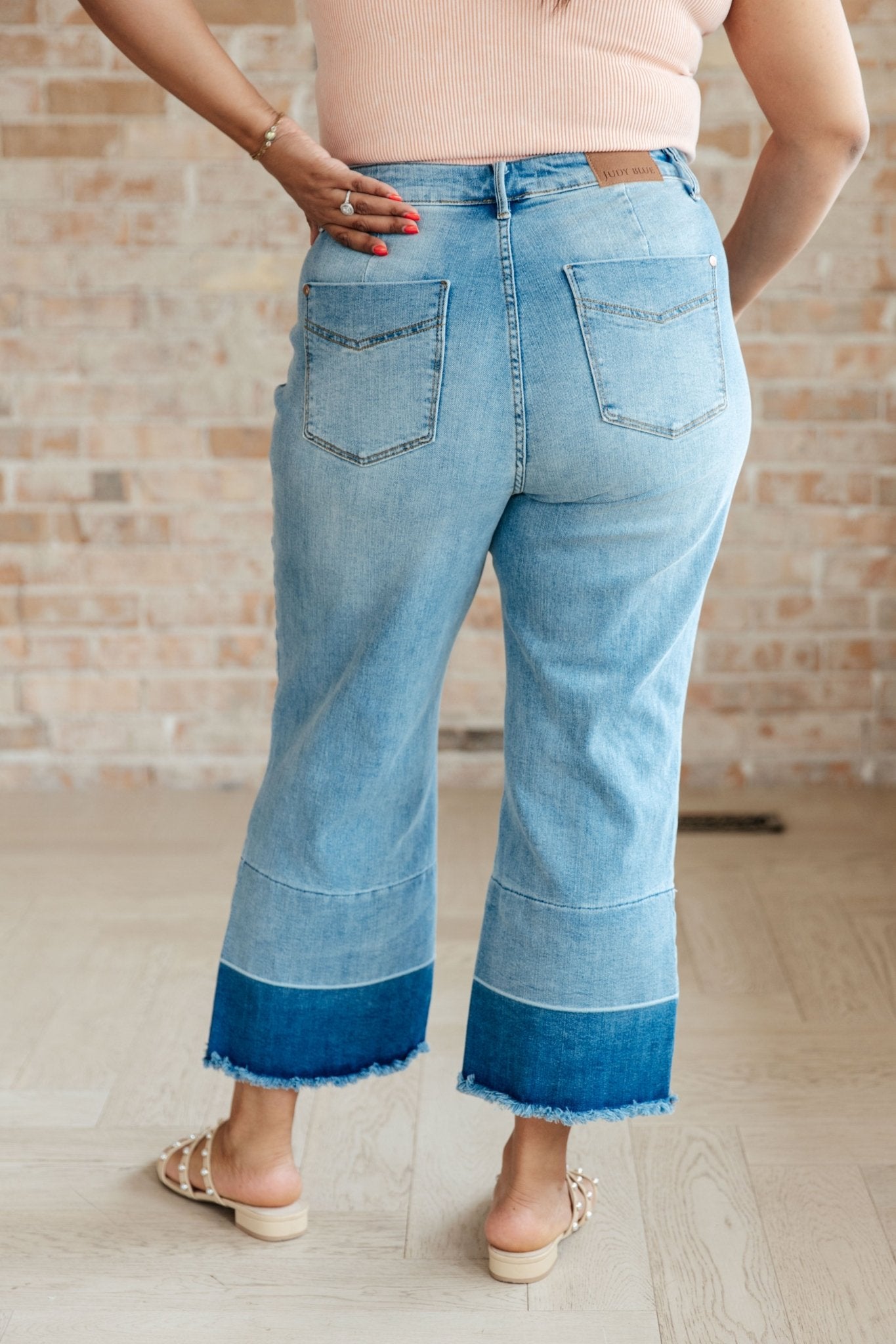 Olivia High Rise Wide Leg Crop Jeans in Medium Wash - Loving God
