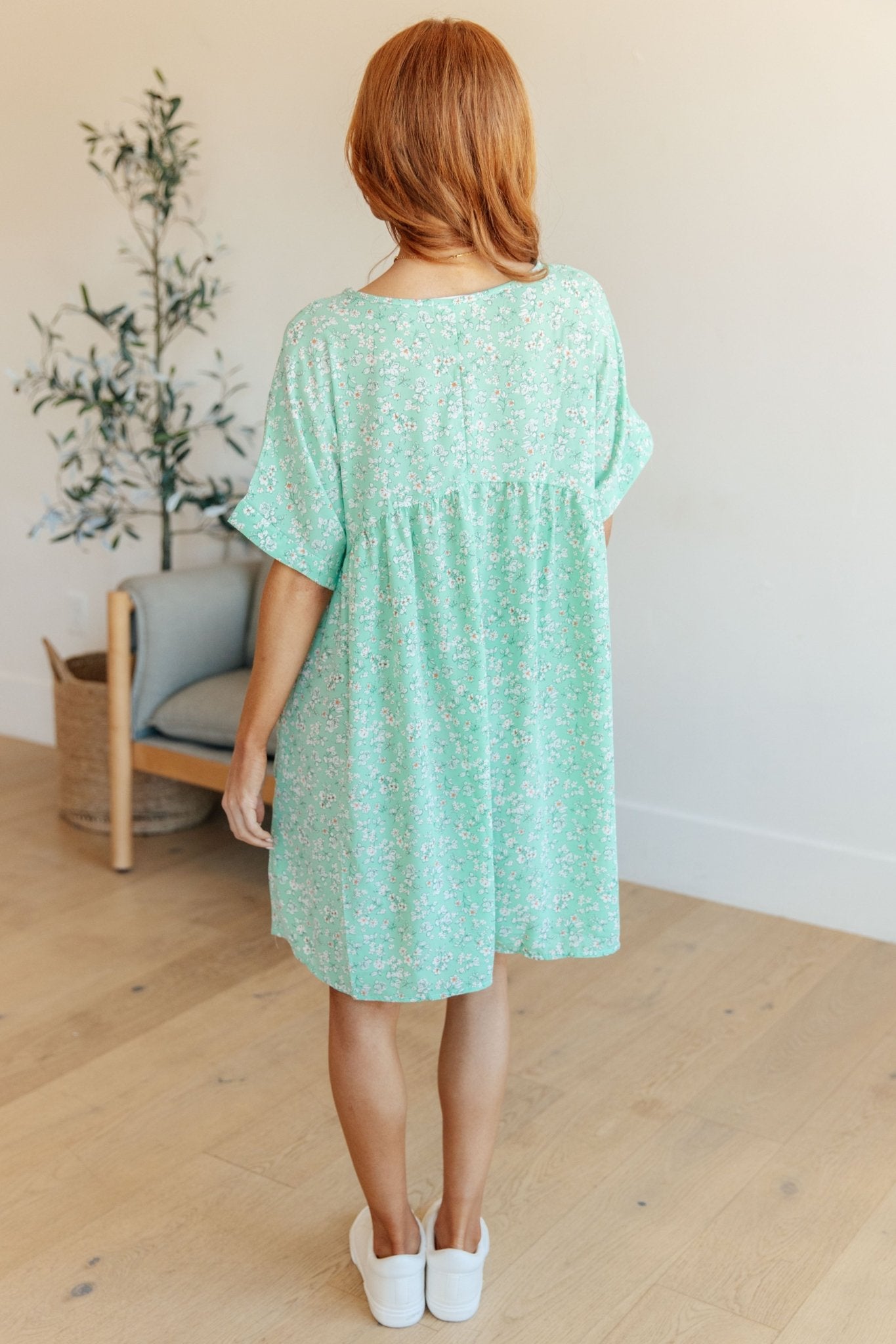 Rodeo Lights Dolman Sleeve Dress in Mint Floral - Loving God