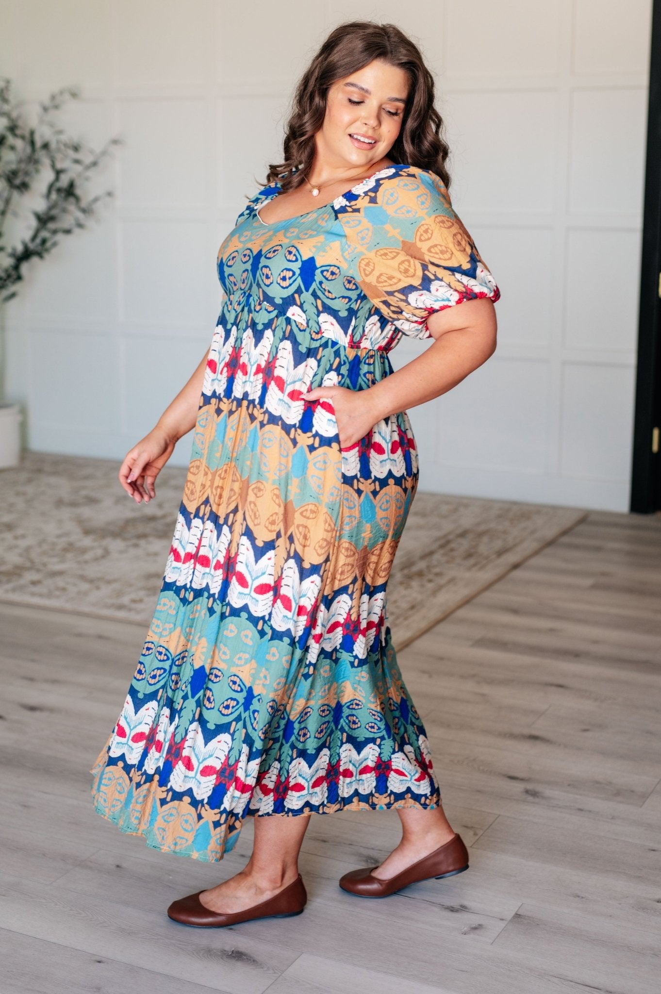 Shaping Reality V - Neck Balloon Sleeve Dress - Loving God