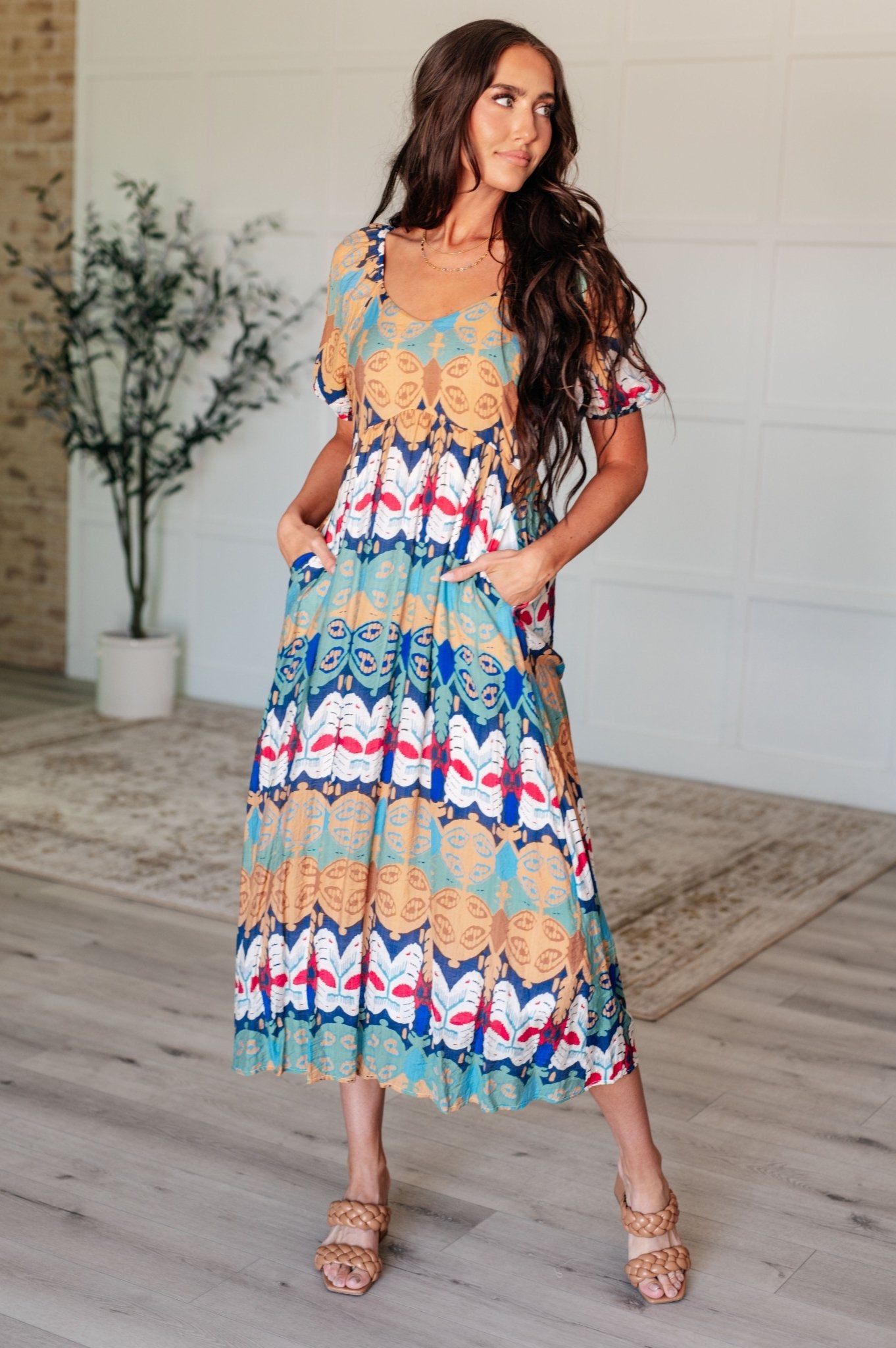 Shaping Reality V - Neck Balloon Sleeve Dress - Loving God