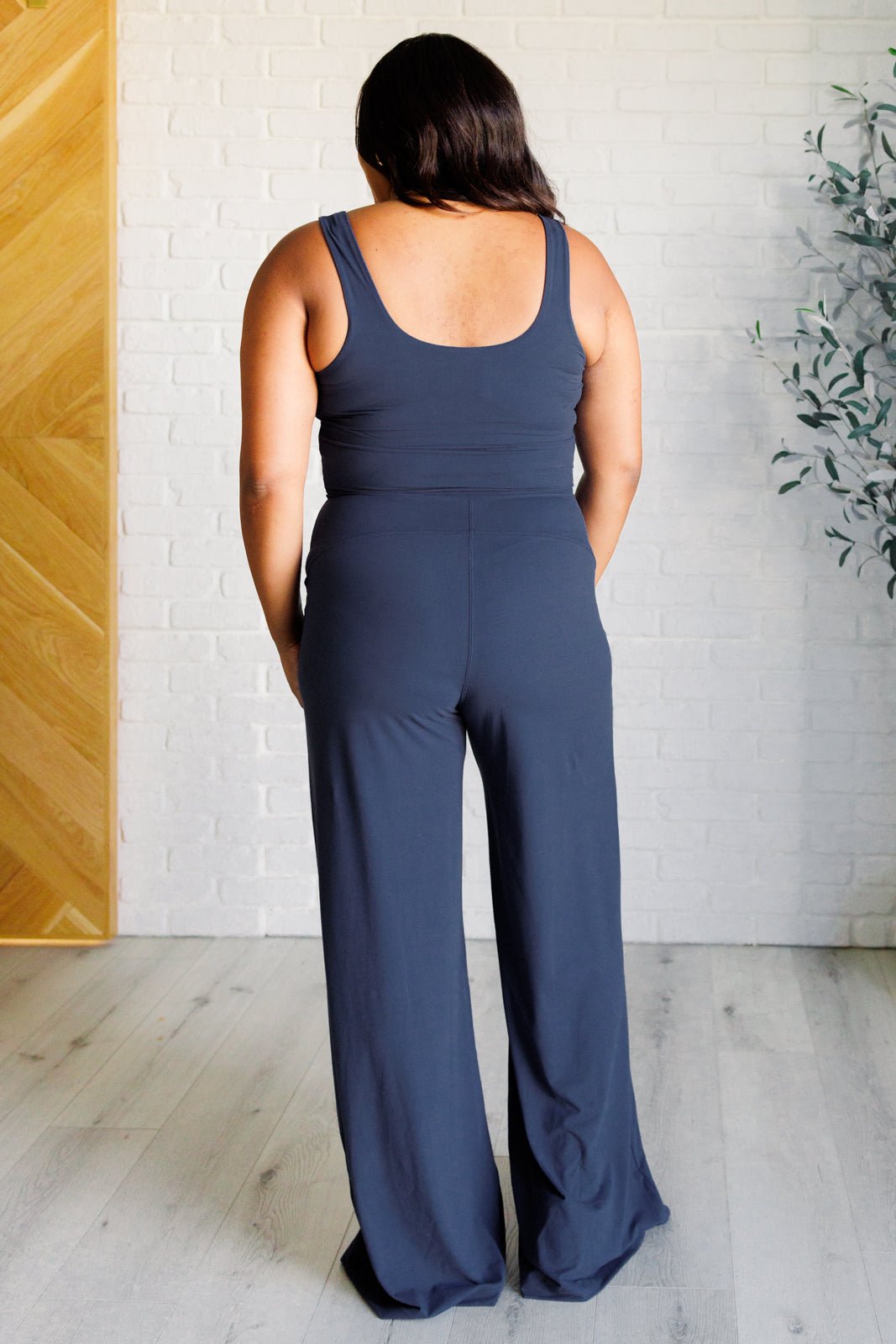 Shavasana Everyday Wide Leg Jumpsuit in Navy - Loving God