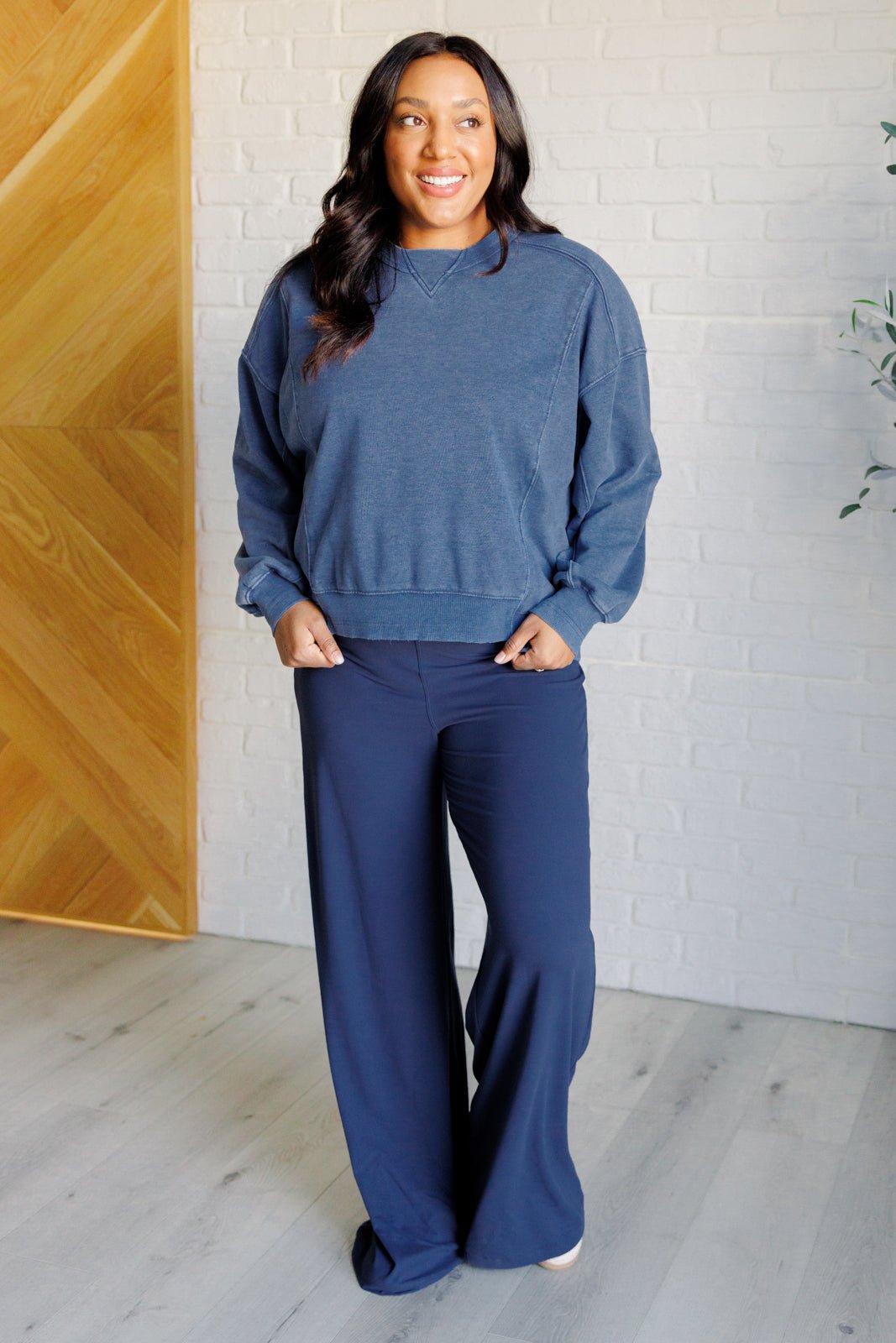 Shavasana Everyday Wide Leg Jumpsuit in Navy - Loving God