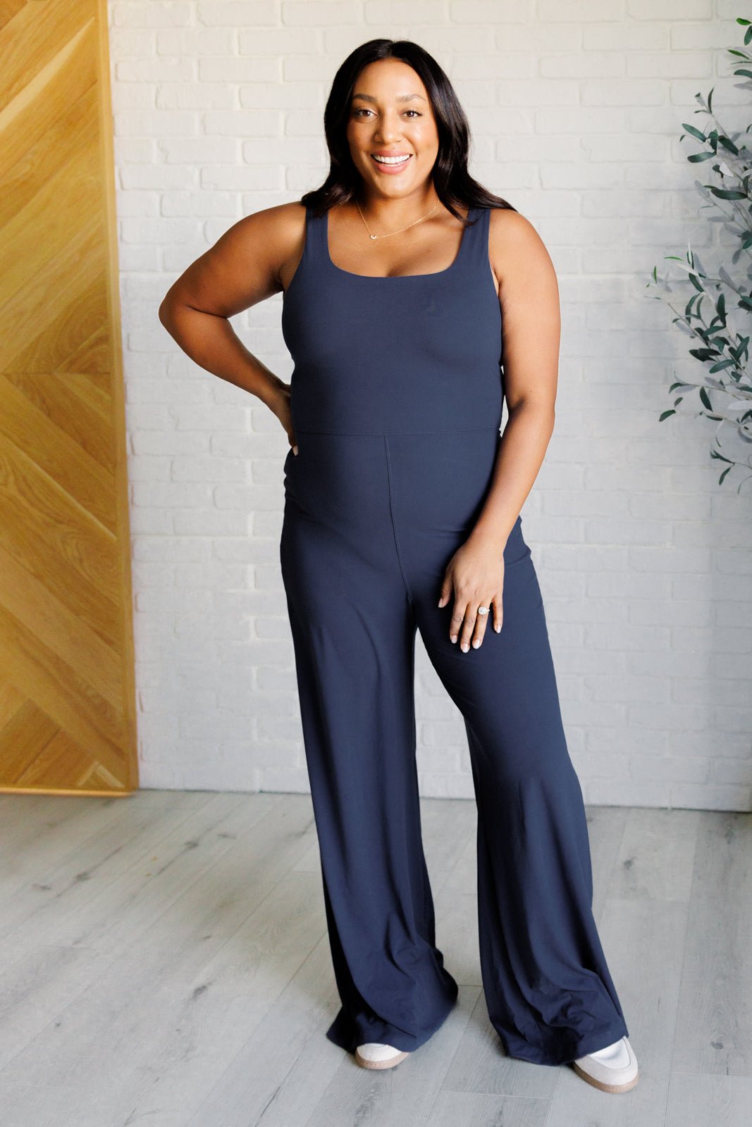 Shavasana Everyday Wide Leg Jumpsuit in Navy - Loving God