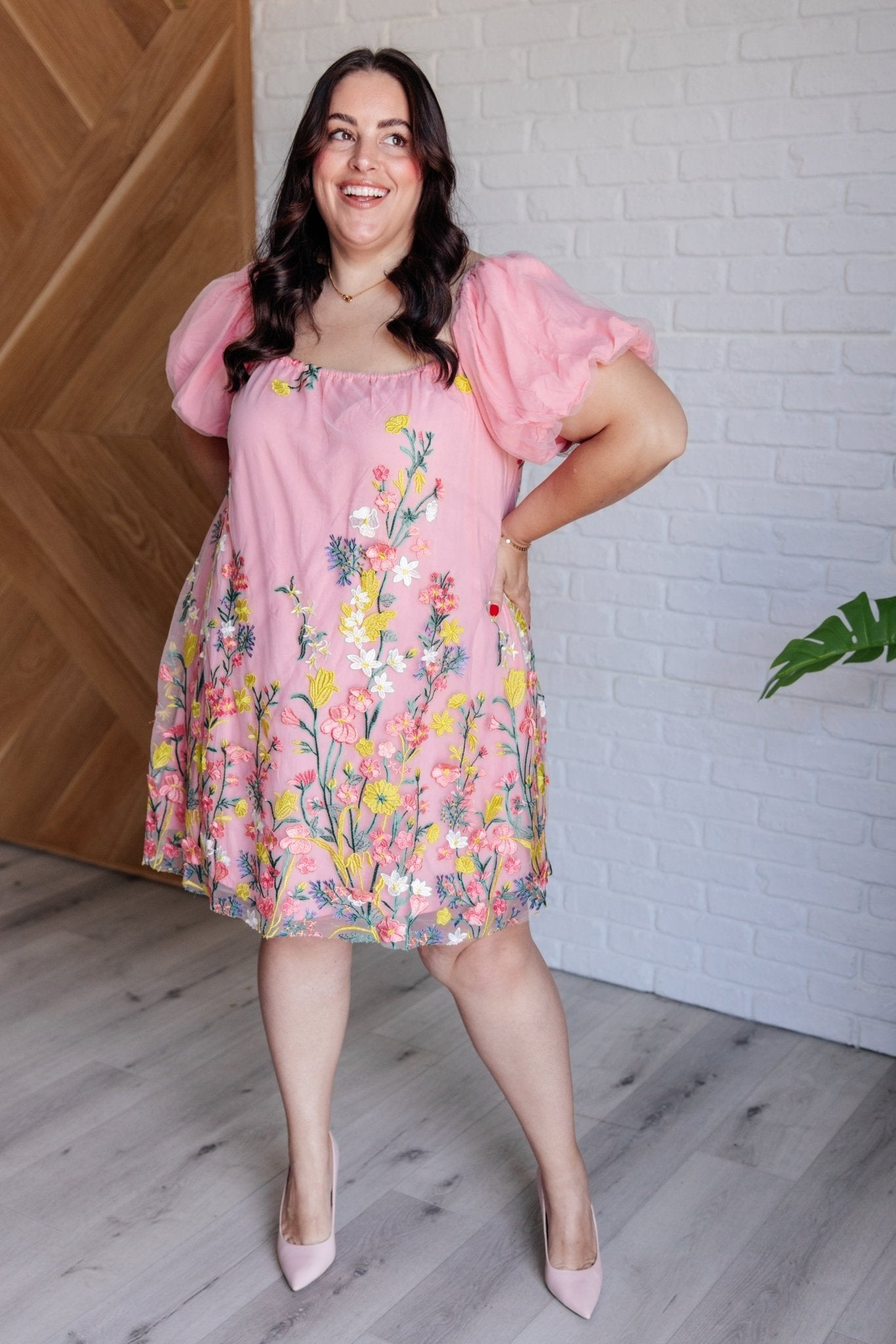 She's Blooming Balloon Sleeve Dress - Loving God