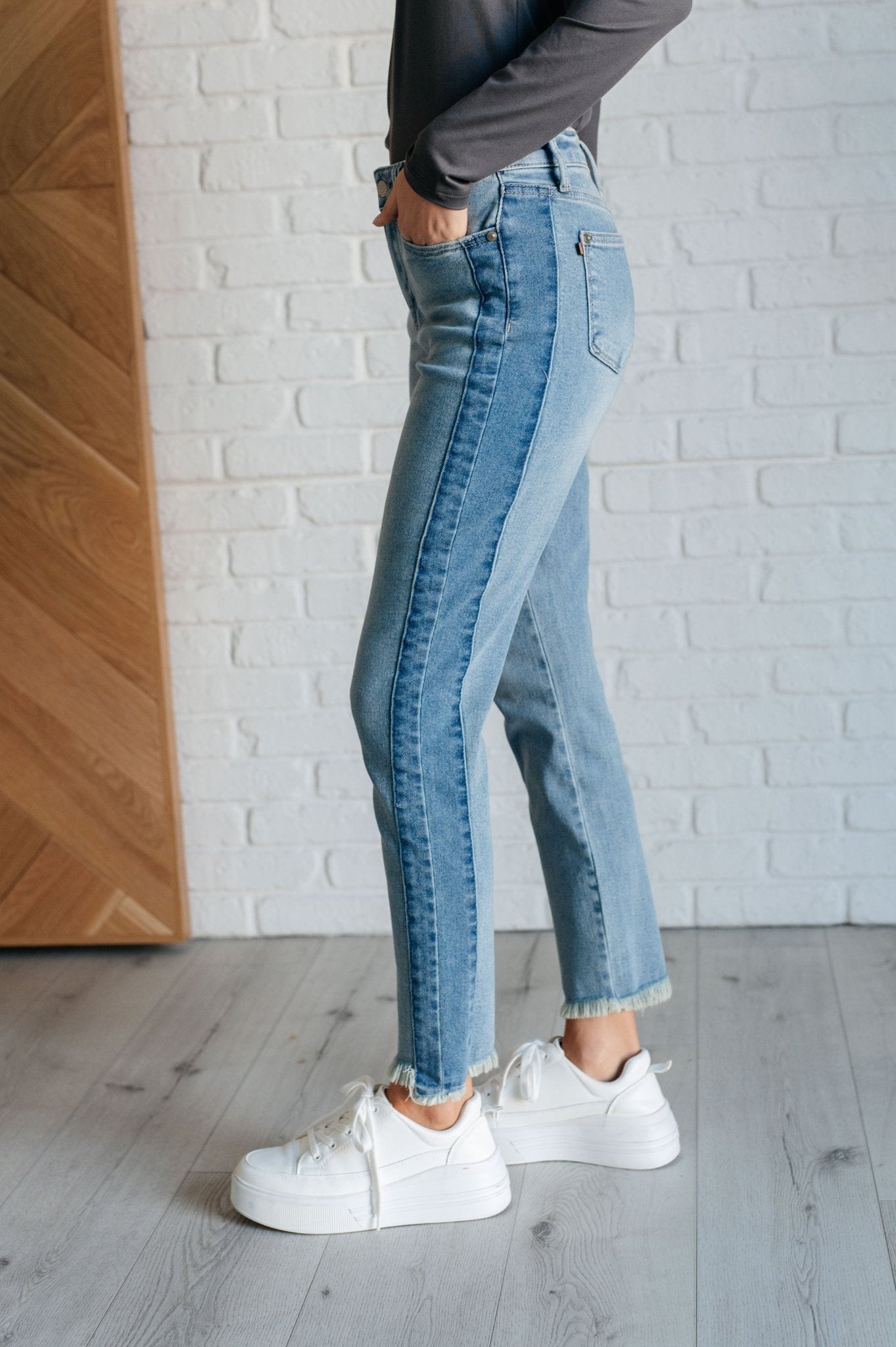 Susan High Rise Side Panel Detail Slim Jeans - Loving God
