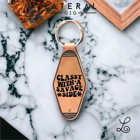Classy wih a Side of Savage Leather Keychain