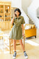 Darla Button Up Collared Dress in Olive - Loving God