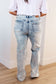 Dory High Waist Mineral Wash Raw Hem Wide Leg Jeans - Loving God
