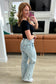 Dory High Waist Mineral Wash Raw Hem Wide Leg Jeans - Loving God