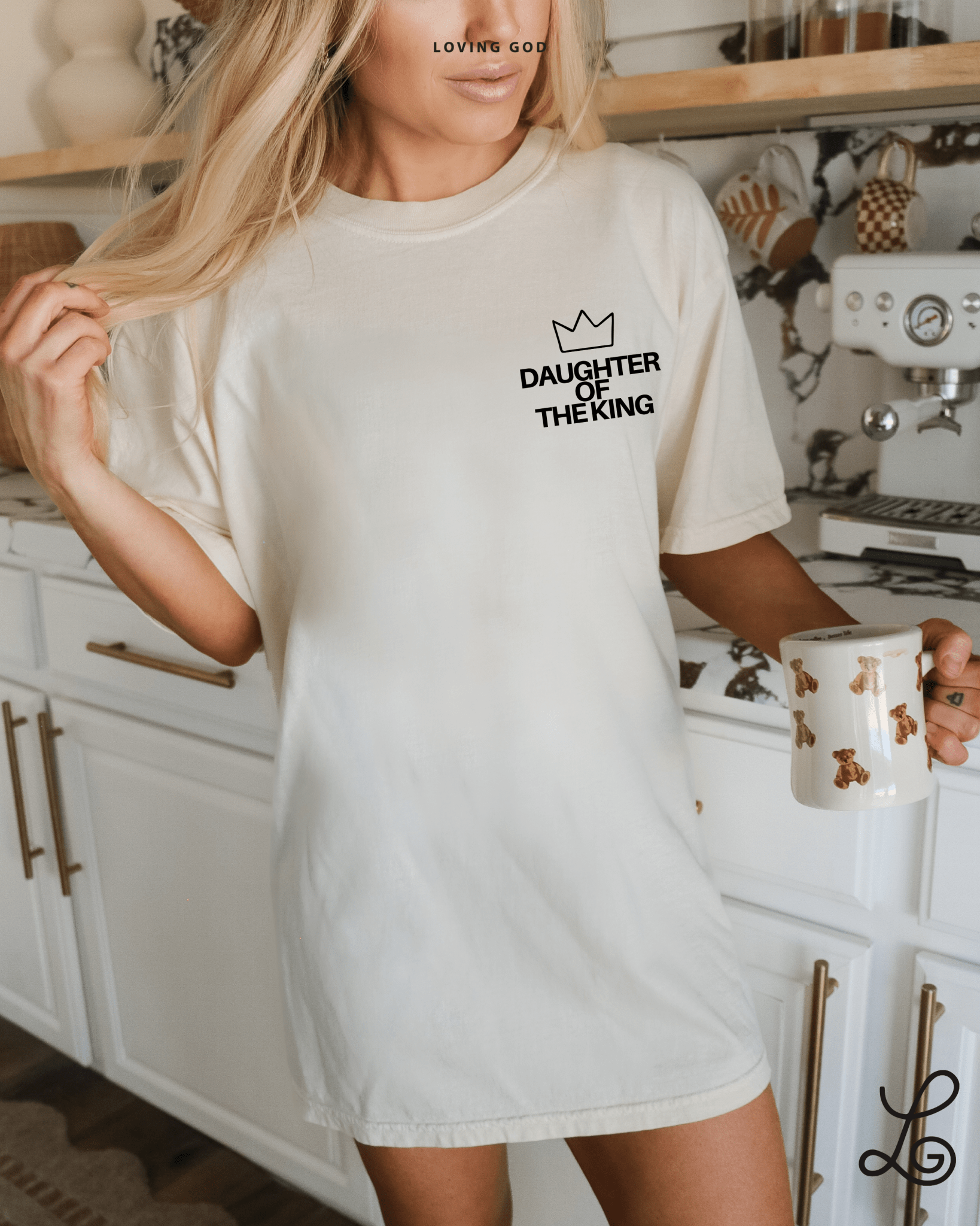 Loving God Daughter of the King Tshirt Oversized Comfort Colors Christian Girl Trendy Tee Shirt Faith Hope Love - Loving God