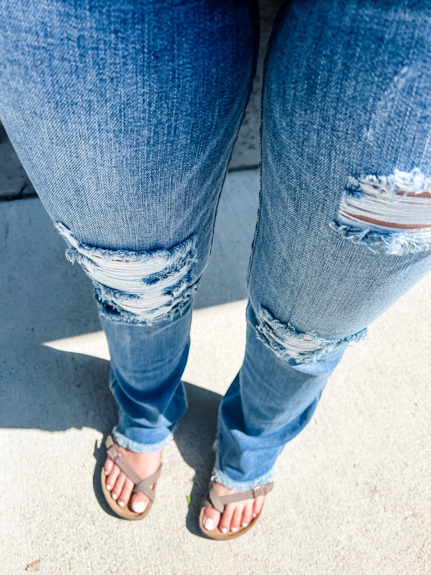 Loving God | Hadleigh Distressed Boot Cut Judy Blue Denim Jeans - Loving God