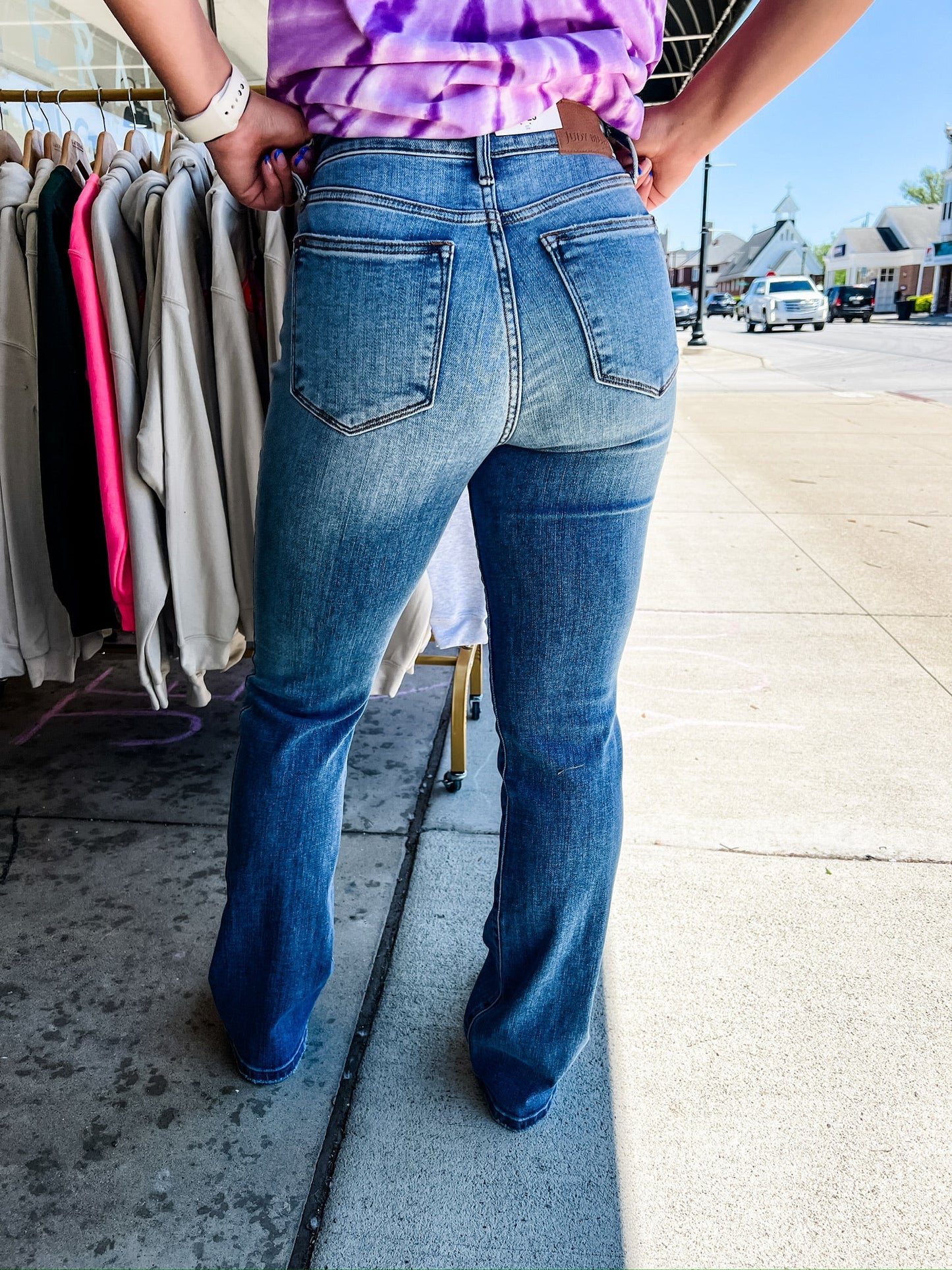 Loving God | Kenzie Mid - Rise Bootcut Judy Blue Denim Jeans - Loving God