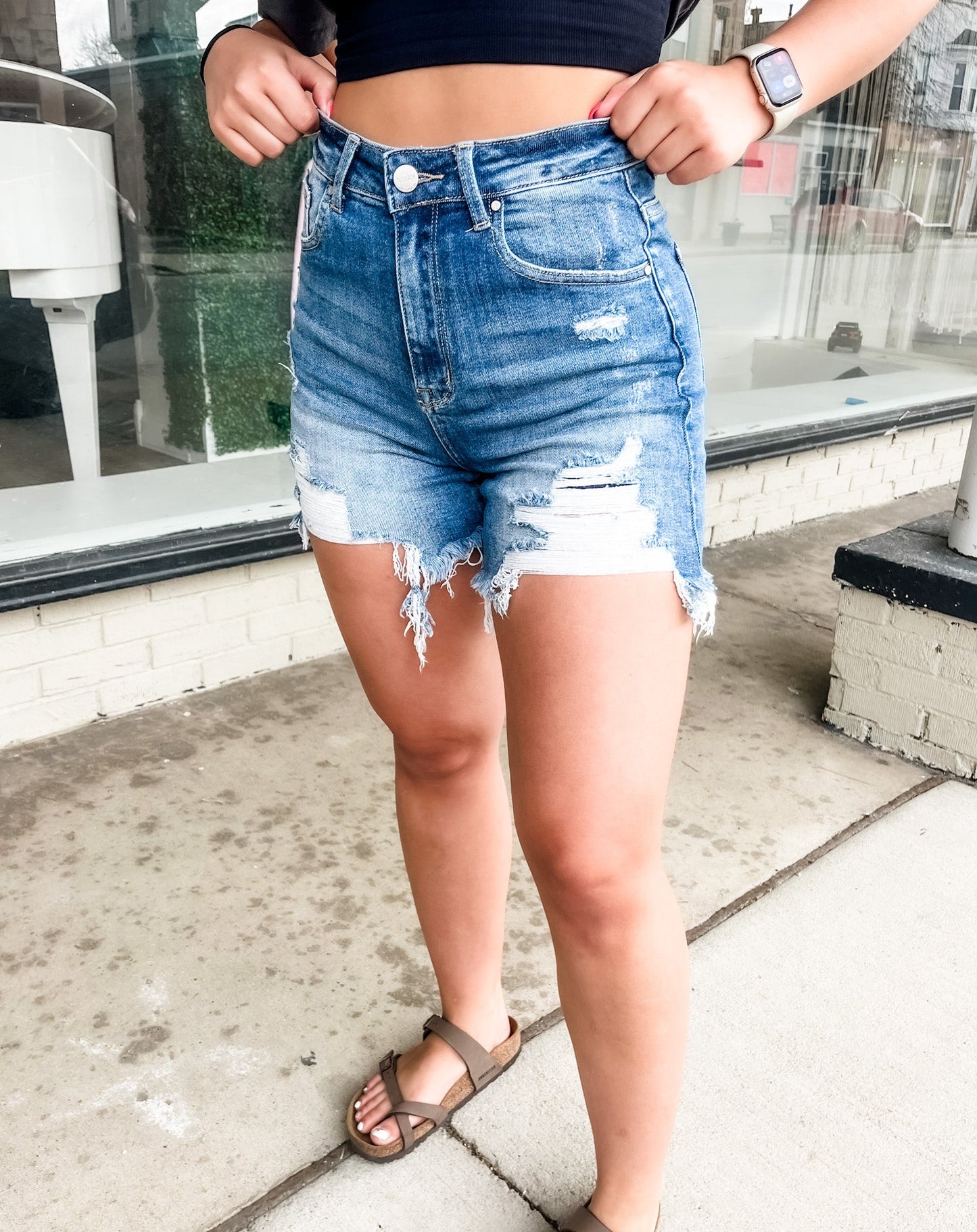 Loving God | Riley Distressed Denim Shorts - Loving God