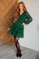 Starlit Glow V - Neck Tiered Dress in Hunter Green - Loving God