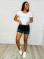Sunset Stroll Distressed Hem Shorts in Washed Black - Loving God